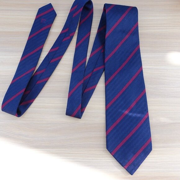 Dunhill Neck Tie Men Royal Blue Repp Stripe Silk Classic Luxury Designer ENGLAND - Picture 1 of 12